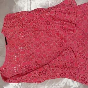 Trina Turk pink dress with flutter sleeves